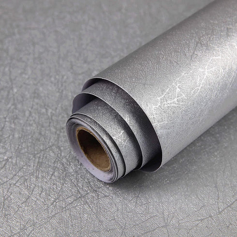 Silver Grey Wallpaper Embossed Self Adhesive Peel and Stick Wallpaper 11.8" X 78.7" Removable Home Decoration Vinyl Cabinet Countertops Furniture ...