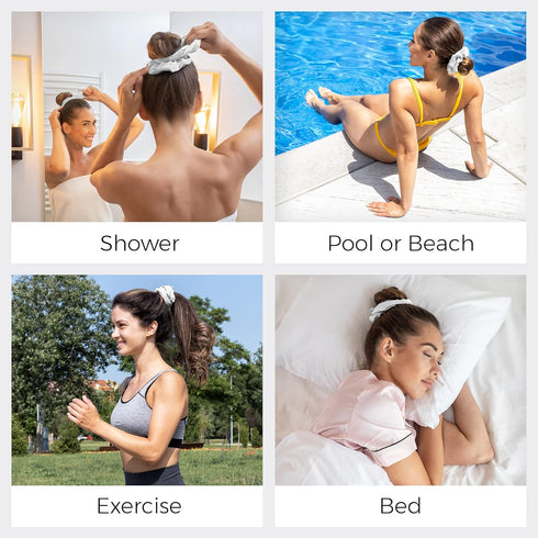 Microfiber Hair Drying Towel Scrunchies by The Perfect Haircare - Anti-Frizz & Silky Smooth - Ponytail/Bun Holder - Quick Drying & Absorbent - for...