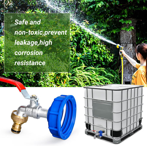 IBC Tote Tank Adapter Faucet, 275-330 Gallon Tote Water Tank Adapter Coarse Thread S60X6 Outlet 1/2" GHT Male Adapter Fitting...