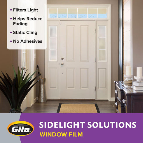 Gila Privacy Décor Frosted Glass Sidelights Entryway Residential Window Film DIY Static Cling No Glue No Adhesive 1ft x 6.5ft (12in x 78in) (6.5 s...