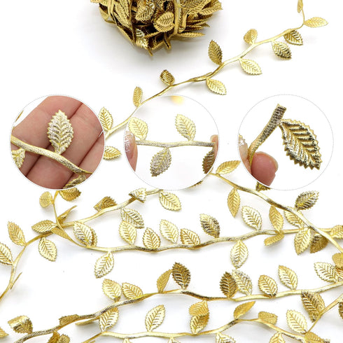 David accessories Gold Leaves Leaf Ribbon Trim Rope - 20 Yards - for DIY Craft Party Wedding Home Decoration(Gold)...