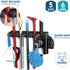 Mop and Broom Holder Wall Mount - Garage Storage Organizer with 5 Slots, 6 Hooks, 7.5lbs Capacity Per Slot - Home, Kitchen, Closet, Garden Tools, ...