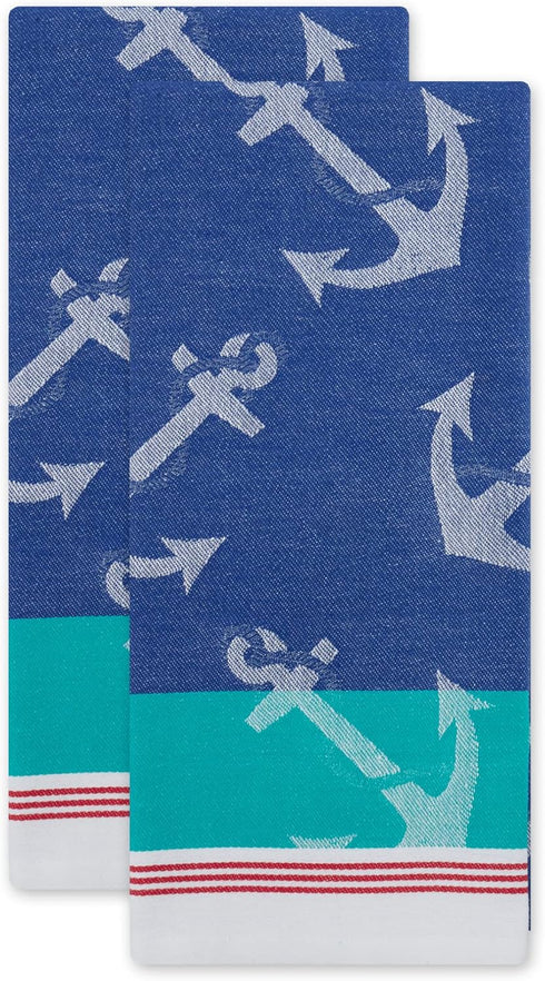 DII Anchor's Away Collection Kitchen, Dishtowel Set, 18x28, Jacquard, 2 Piece...