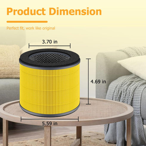 AP-T10FL Pet Care Replacement Filter Compatible with Home-Dics AP-T10 AP-T10-WT AP-T10-BK Air Purifier, Part# AP-T10FL, 1 Pack, Yellow...