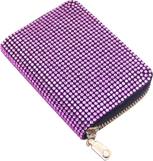 Women's Rhinestone Credit Card Holder Fashion Zipper RFID Card Case Organizer Bling Sparkle Slim Small Pouch Wallet...