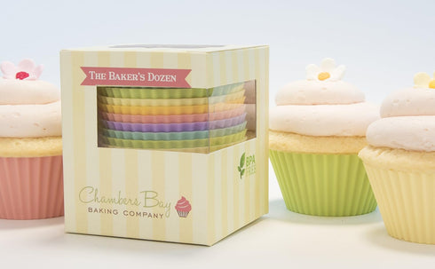Silicone Baking Cups / 13 Reusable Nonstick Cupcake Liners/Premium Muffin Molds - Stand Alone Cupcake Holders - No BPA - Gift Set - 6 Designer Col...