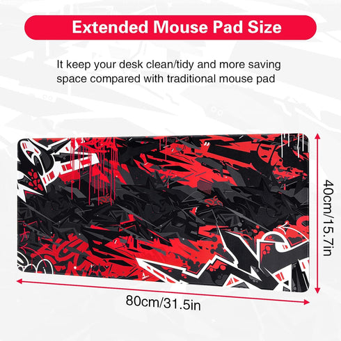 Gaming Mouse Pad, Canjoy Extended Mouse Pad 31.5x15.7inch XXL Large Big Computer Keyboard Mouse Mat Desk Pad with Non-Slip Base and Stitched Edge ...