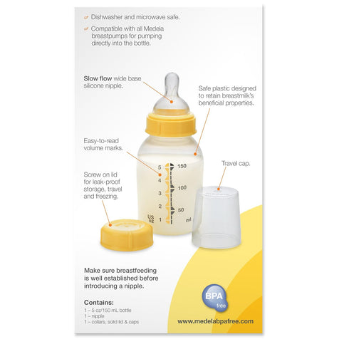 Medela Breast Milk Storage Bottle, 5 Ounce Breastfeeding Bottle, Made Without BPA, Safe for Dishwashers and Microwaves...