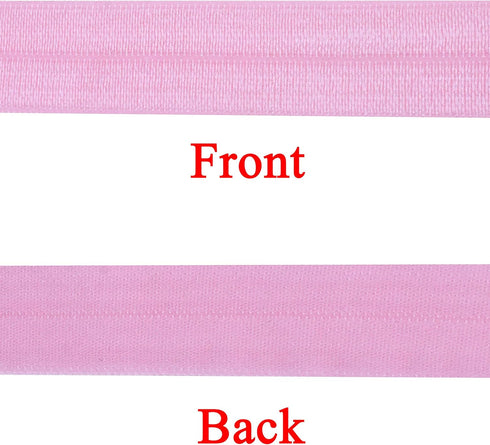 Mandala Crafts 5/8 Inch Pink Fold Over Elastic Ribbon - 20 Yards FOE Foldover Stretchy Ribbon Band for Hair Ties, Headbands, Hair Bows, and Sewing...