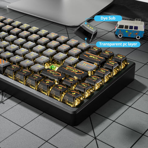 GTSP Retro Punk Style Pudding keycaps ASA Profile, 120-Keys PBT Keycaps Custom Keyboard Keycaps 75 Percent US Layouts for MX Switches Mechanical K...