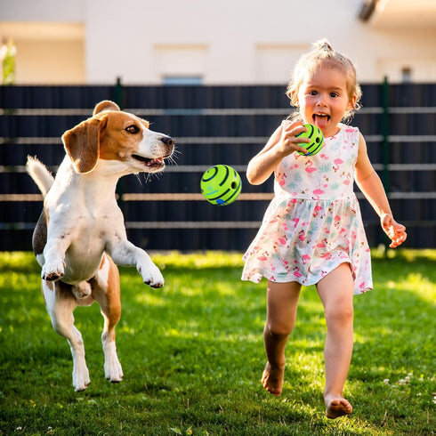 Wobble Giggle Ball for Dogs, Durable Interactive Dog Wobble Ball, Dog Balls with Fun Giggle Sounds When Rolled or Shaken, The Waggle Ball for Dogs...