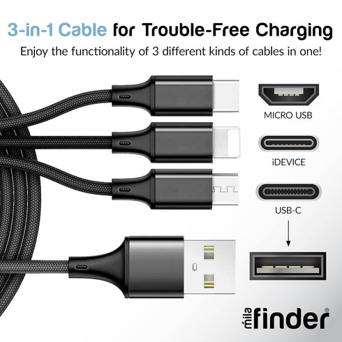 3 in 1 USB Charging Cable - 10 ft Long Multi USB Charging Cables for Multiple Devices - Universal Cell Phone Charger Cord for Android & iDevice - ...