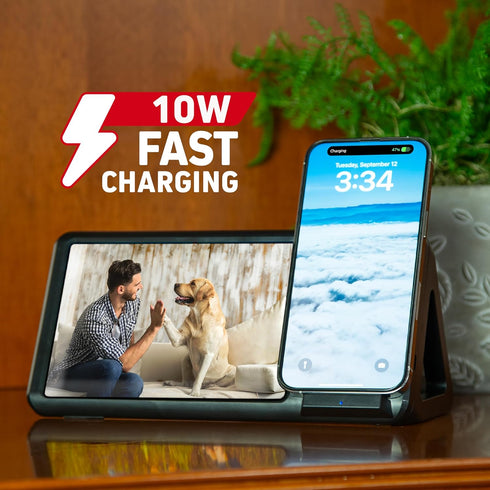 Smartpix Wireless Charging Station: 10W Charger, 4x6 Photo Frame | Desk Dock & Nightstand Accessory | Clutter-Free Design...