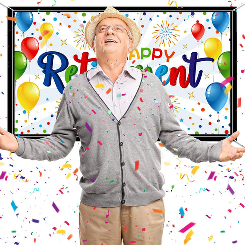 Colorful Retirement Banner Giant Backdrop for Retirement Party Supplies...
