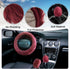 3pcs Fluffy Wine Red Steering Wheel Cover, Fashion Fuzzy Plush Car Steering Wheel Cover with Handbrake Cover & Gear Shift Cover Winter Fur Warm Ve...