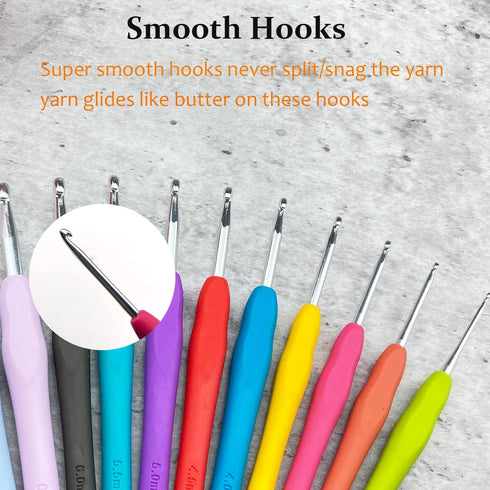 Mdoker Size H/8(5mm) Crochet Hook,Extra Long Crochet Hooks for Arthritic Hands,Ergonomic Grip Soft Handles for Beginners and Experiecced Crochet L...