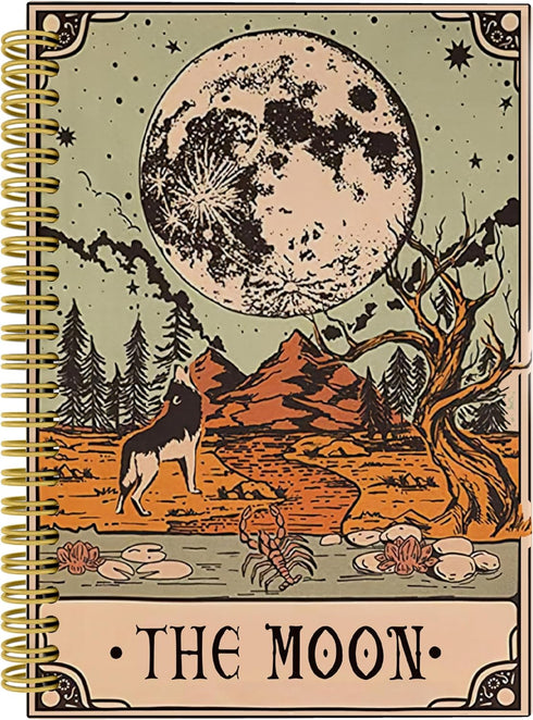 Moon Tarot Journal Notebook, Witch Journal, 5.5×8.3 Inch Spiral Bound Notebook, Witchy Gifts for Women, Gothic Journal, Moon Tarot Card Journal No...