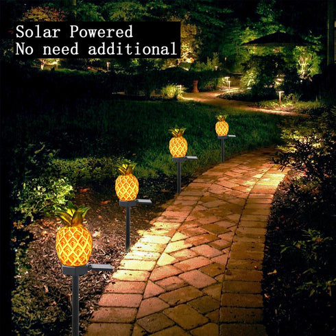 Garden Decor Solar Stake Lights - 2 Pack Outdoor Pineapple Waterproof Lights Pathway Yard Lawn Walkway Decoration...