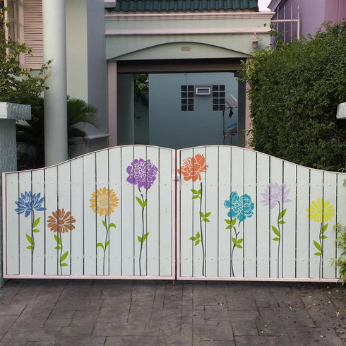 Large Flower Stencils, 10 Pcs Reusable Flower Stencils for Painting on Wood, Sunflower Peony Flower Stencils for Painting on Wood Garden Fence Wal...