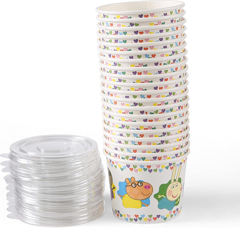 Glad for Kids 12 oz Peppa Pig Friends Paper Snack Bowls with Lids, 20 Ct | Peppa Pig Disposable Paper Bowls with Lid | Kids Snack Bowls for Everyd...
