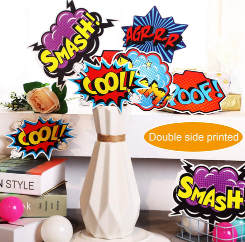Blulu 30 Pieces Hero Themed Party Decorations, Fun Hero Sign Cutouts Signs Paper Cardboard Cutouts...