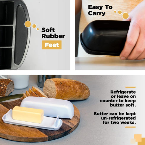 Butter Dish with Lid, Butter Keeper for Countertop, Easy Scoop, No Mess Lid, Dishwasher Safe (Clear)...