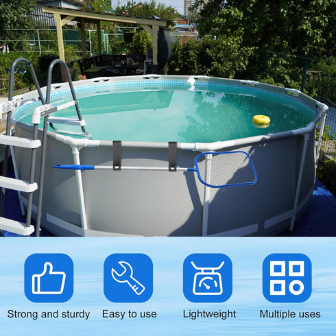 2pcs Poolside Pool Leaf Skimmer Net Holder, Pool Pole Hangers Swimming Pool Fence Hooks for Plastic Above Ground Equipment Hooks Pool Essential Ac...
