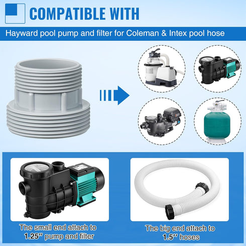 Dreyoo 6 Pack Pool Filter Hose Conversion Kit Compatible with Intex Pools Filter Pump, Hose Conversion Adapters Connects 40mm Hoses to Standard 1 ...