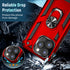 iPhone 14 Pro Max Case with Kickstand, Red-B, Dual Layer TPU/PC Protection, 360°Rotating Ring Stand, Waterproof, Compatible with Car Magnetic Moun...