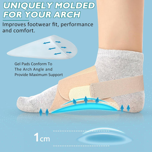 Ailaka Arch Support Braces for Plantar Fasciitis, Adjustable Arch Support Compression Velcro Bands Sleeves with Gel Pad for Flat Foot Fallen Arch ...