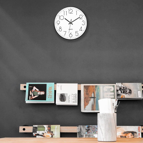 Foxtop Black Wall Clock 12 Inch Silent Non Ticking Quartz Battery Operated Round Clock Easy to Read for Office Classroom School Home Living Room B...