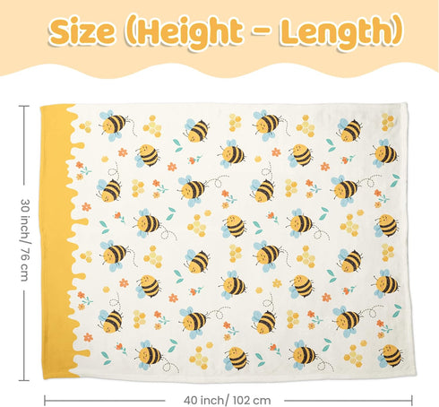 Bee Baby Blankets for Girls - 30 x 40 Soft Minky Blanket with Double Layer Dotted Backing - Gifts for Babies Girl Newborn Toddler Infant...