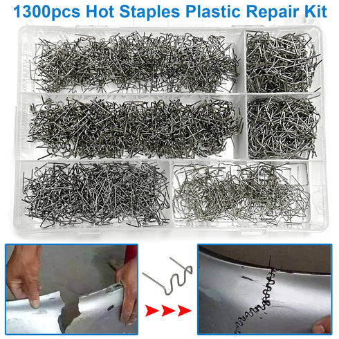 1300PCS Hot Staples Plastic Welder Staples Kit,6 Kinds of Automotive Plastic Repair Machine Welding Staples for All Cars, 0.6 0.8 mm Bumper Repair...