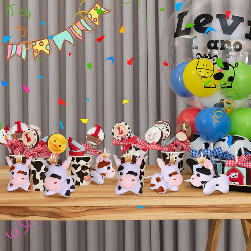 Stuffed Cows, 12 Pieces Assorted Toy Figures, Plush Animals for Holiday Back to School Party Favors, 3.2 x 3 Inch...