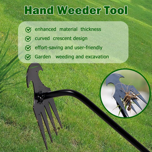 Weed Puller Tool, Premium Iron Steel Forged Weed Puller 4 Teeth Dual Purpose Weeder, Hand Weeder Tool for Gardening 2PCS (11.8 Inch)...
