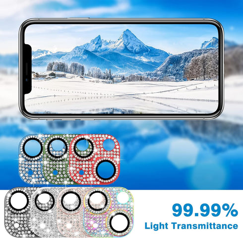 for iPhone 13 & iPhone 13 Mini Camera Lens Protector, Bling 3D Rhinestone Sparkle Diamond 9H Tempered Glass Camera Cover Shockproof Lens Cover...