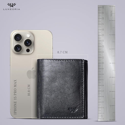LUXEORIA Leather Wallet for Men, Handcrafted Genuine Leather Travel Wallet, Minimalist Mens Slim Trifold Wallet, Anti-Theft RFID Blocking Wallet f...