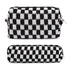 Makeup Bag Checkered Cosmetic Bag Black Makeup Pouch 1Pcs Large Capacity Makeup Bags and 1Pcs Makeup Brushes Storage Bag Travel Toiletry Bag Organ...