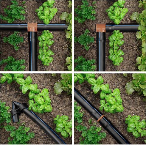 28P Drip Irrigation Fittings Kit (17mm) for 1/2" Tubing (.600" ID), 10 Couplings, 6 Tees, 6 Elbows and 6 Tubing End Closure - Barded Connectors fo...