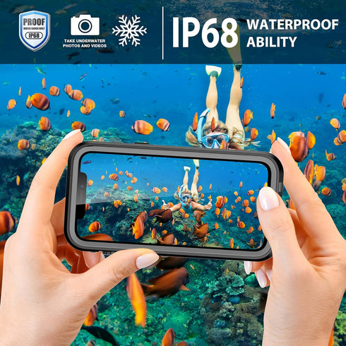 Waterproof Case for iPhone 13 Pro Max 6.7", Full Body Shockproof Dustproof Built-in Screen Protector Snowproof Cover IP68 Waterproof Case for iPho...