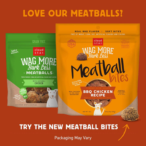 Cloud Star Wag More Bark Less Meatballs – Soft Grain Free Real Natural Chicken Dog Treats, Chicken 14 oz....