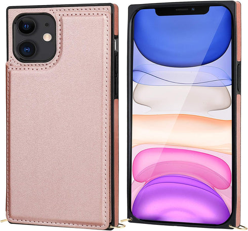 Bocasal Crossbody Wallet Case for iPhone 11 Credit Card Holder PU Leather Kickstand Shockproof Detachable Cross Body Strap Lanyard Magnetic Closur...