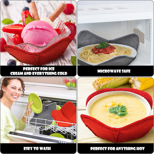 4 Pieces Bowl holders Microwave Bowl Cozy Small Bowls Holder Bowl Potholders for Microwave Hot Plate Bowl Food Temperature for Home Kitchen Holder...