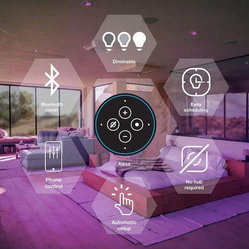 SYLVANIA Bluetooth Mesh LED Smart Light Bulb, One Touch Set Up, BR30 65W Replacement, E26, RGBW Full Color & Adjustable White, Works with Alexa On...