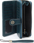 Womens Wallet Leather Large Capacity Card Holder Zipper Wristlet Wallets for Women-peacock blue...
