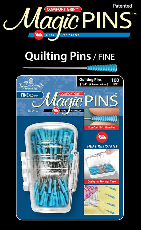 Taylor Seville Originals Comfort Grip Quilting Fine Magic Pins-Sewing and Quilting Supplies and Notions-Sewing Notions-100 Count...