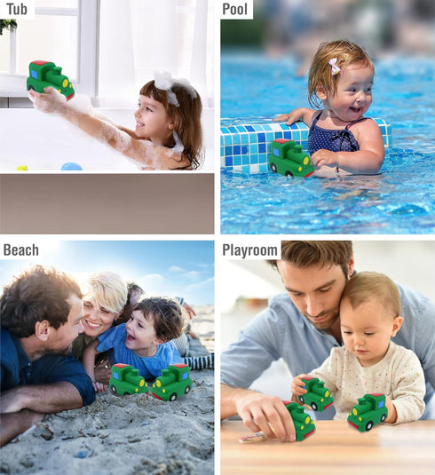 DolliBu Train Bath Buddy Squirter - Floating Green Train Rubber Bath Toy, Fun Water Squirting Bathtime Play for Toddlers, Cute & Soft Transportati...