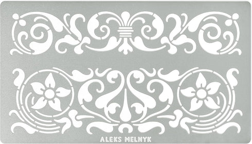 Aleks Melnyk No.355 Metal Stencil, Swirls, Ornaments, Flowers Vine, Patterns, Border, Small Stencil, 1 PC, Template for Wood Burning, Engraving, C...