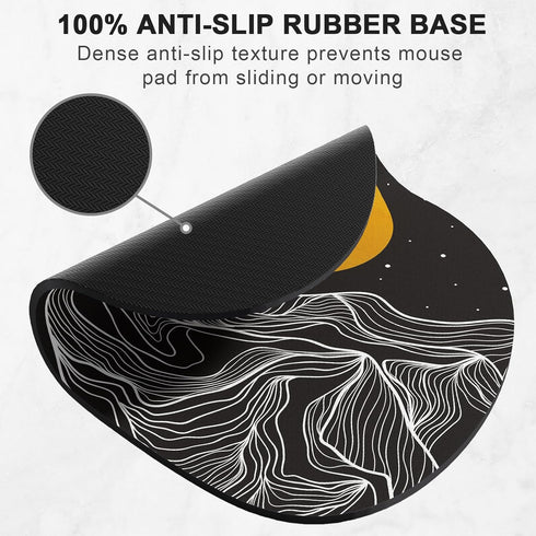 Mouse Pad, Premium-Textured Oval Computer Mousepad, 8.7" x 7.1" Thick 3mm Anti-Slip Waterproof Rubber Mouse Mat, Cute Mouse Pad for Office, Home, ...