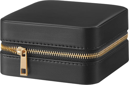 SONGMICS Jewelry Box, 4.5 x 4.5 x 2.2 Inches Travel Jewelry Box with Interior Mirror, PU Leather Jewelry Storage for Women, Small Jewelry Organize...